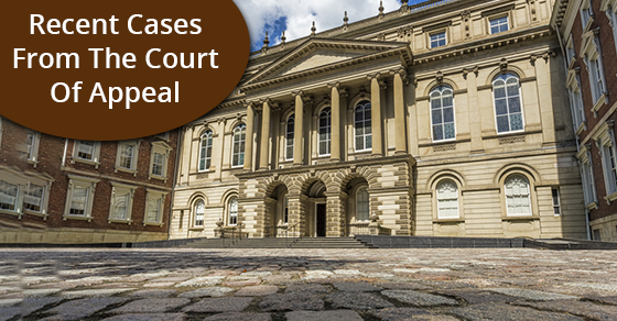 RECENT CASES FROM THE COURT OF APPEAL (January 2018)